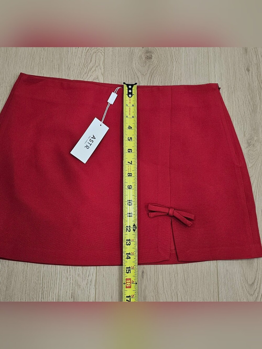 ASTR The Label Sophie Red Bow Embellished Mini Skirt ASTR Red Men’s Dress PantsI - Picture 3 of 9